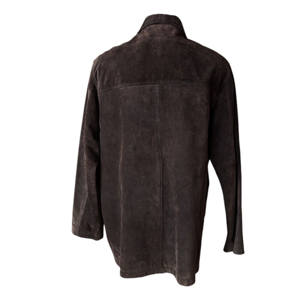 Banana Republic Sz XL Men's Vintage Brown Suede Leather Jacket Shacket Lined EUC - Picture 3 of 15